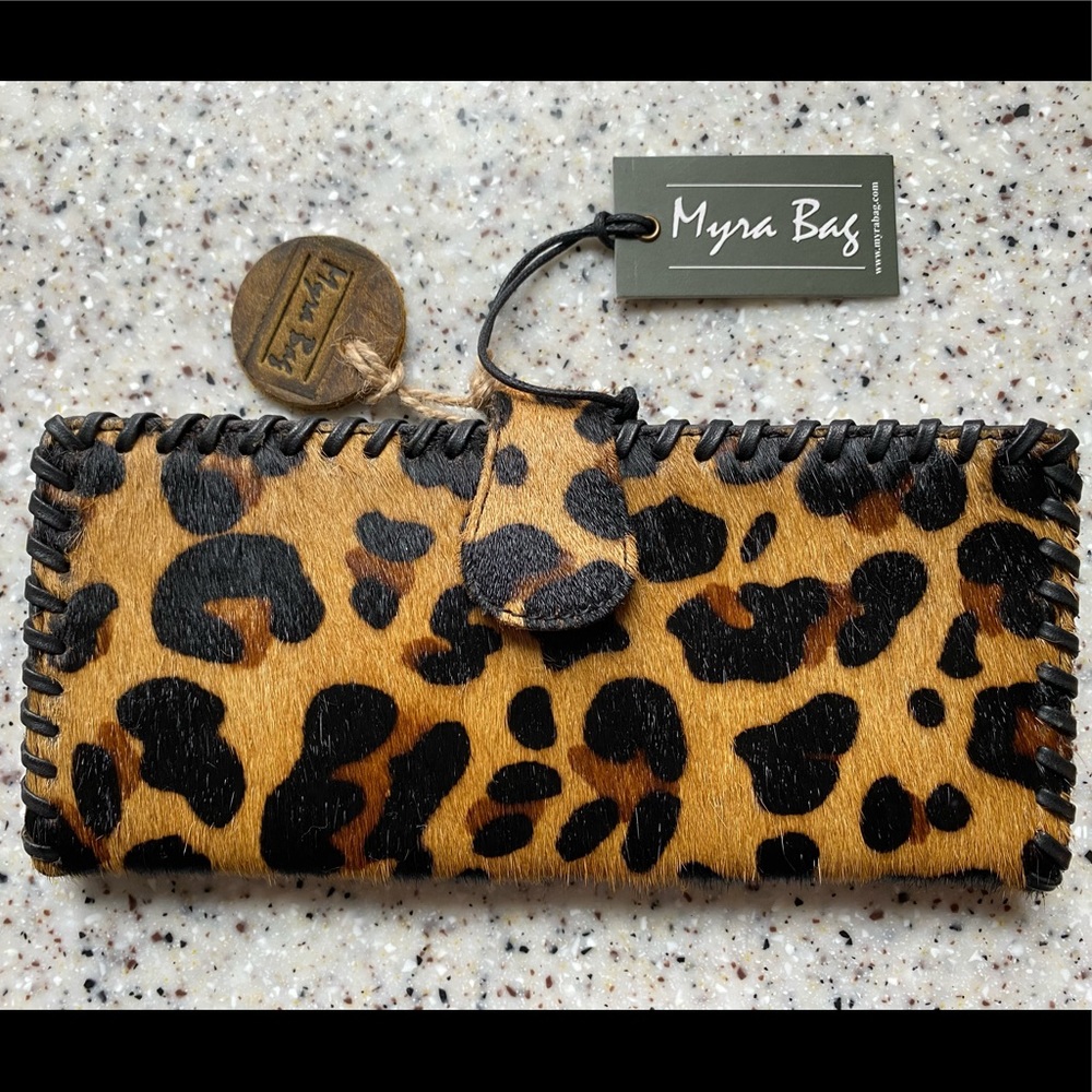 NWT Myra Bag Leopard Hairon Leather Wallet